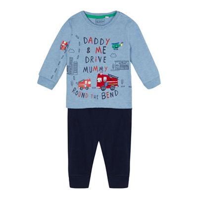 Baby boys' blue 'Daddy and me' top and navy jogging bottoms set